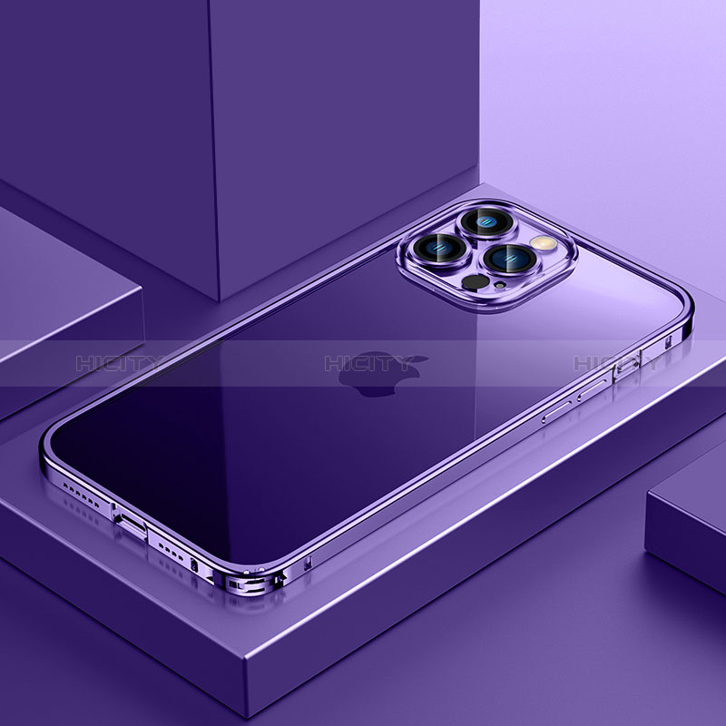Apple iPhone 12 Pro用ケース 高級感 手触り良い メタル兼プラスチック バンパー QC4 アップル パープル