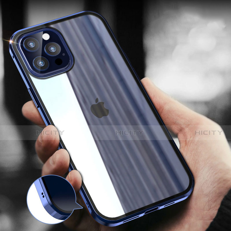 Apple iPhone 12 Pro用ケース 高級感 手触り良い アルミメタル 製の金属製 360度 フルカバーバンパー 鏡面 カバー T04 アップル 
