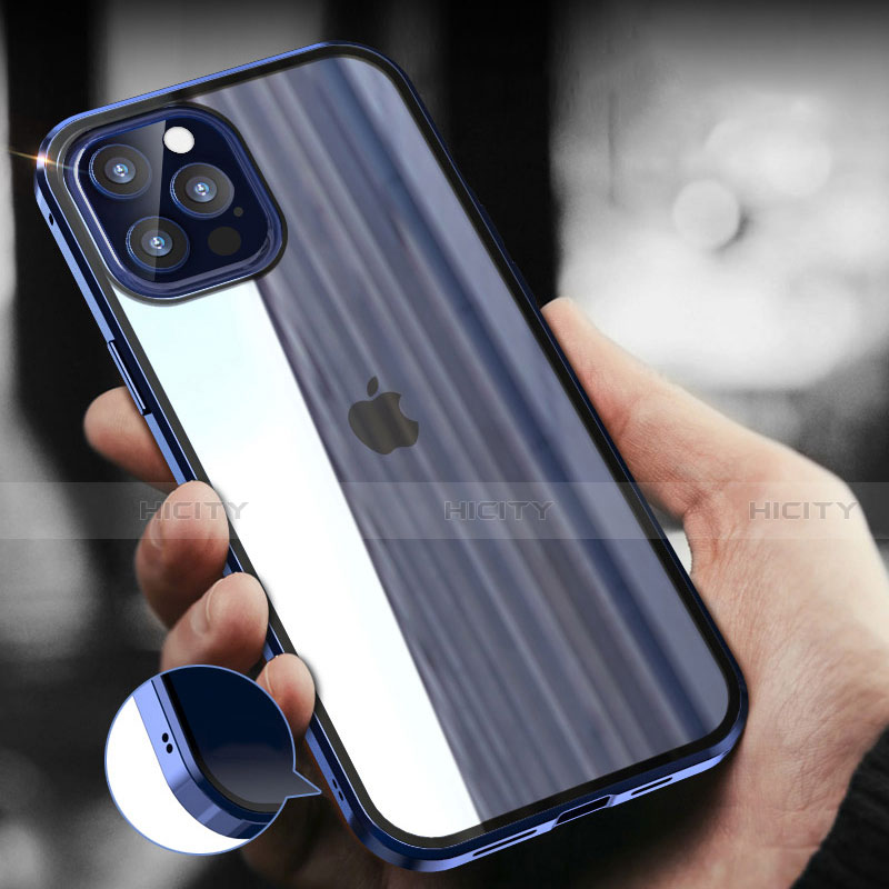 Apple iPhone 12 Pro用ケース 高級感 手触り良い アルミメタル 製の金属製 360度 フルカバーバンパー 鏡面 カバー T05 アップル 