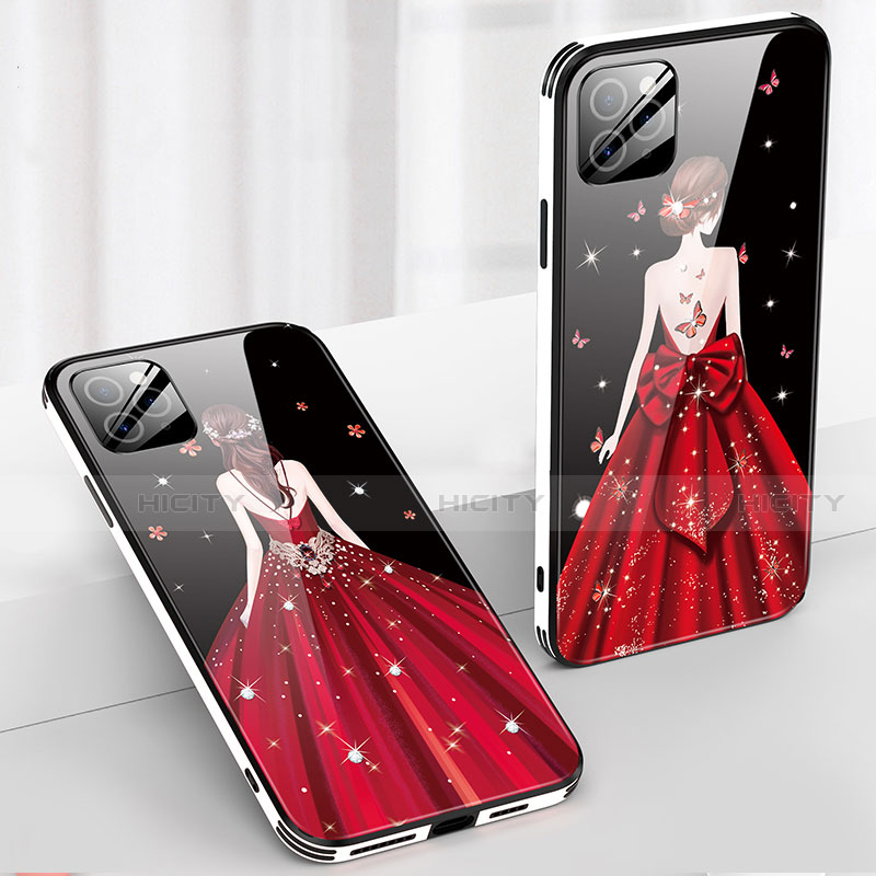 Apple iPhone 12 Pro用ハイブリットバンパーケース プラスチック ドレスガール ドレス少女 鏡面 カバー アップル 