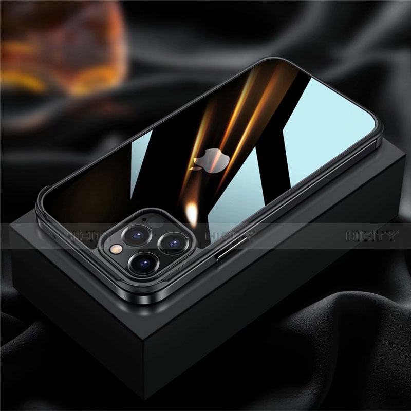 Apple iPhone 12 Pro Max用ケース 高級感 手触り良い アルミメタル 製の金属製 バンパー カバー アップル ブラック