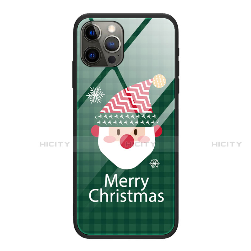 Apple iPhone 12 Pro Max用ハイブリットバンパーケース プラスチック パターン 鏡面 カバー クリスマス アップル マルチカラー