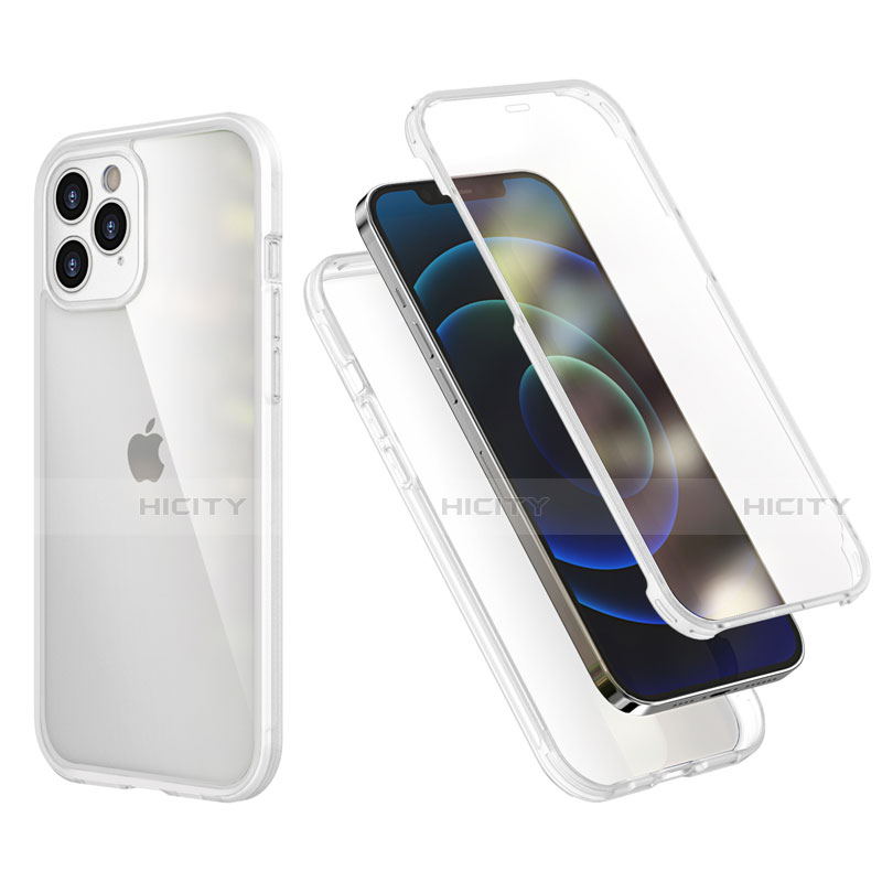 Apple iPhone 12 Pro Max用ハイブリットバンパーケース プラスチック 兼シリコーン カバー 前面と背面 360度 フル R05 アップル クリア