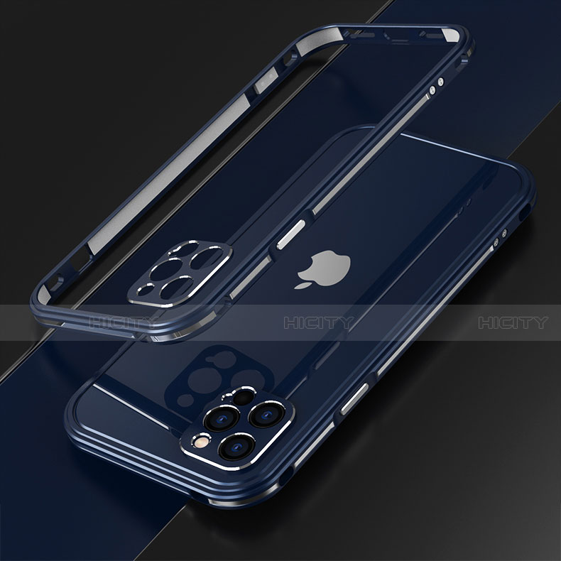 Apple iPhone 12 Pro Max用ケース 高級感 手触り良い アルミメタル 製の金属製 バンパー カバー N01 アップル ネイビー