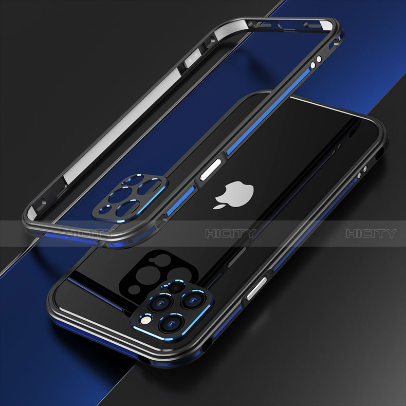 Apple iPhone 12 Pro Max用ケース 高級感 手触り良い アルミメタル 製の金属製 バンパー カバー N01 アップル ネイビー・ブラック