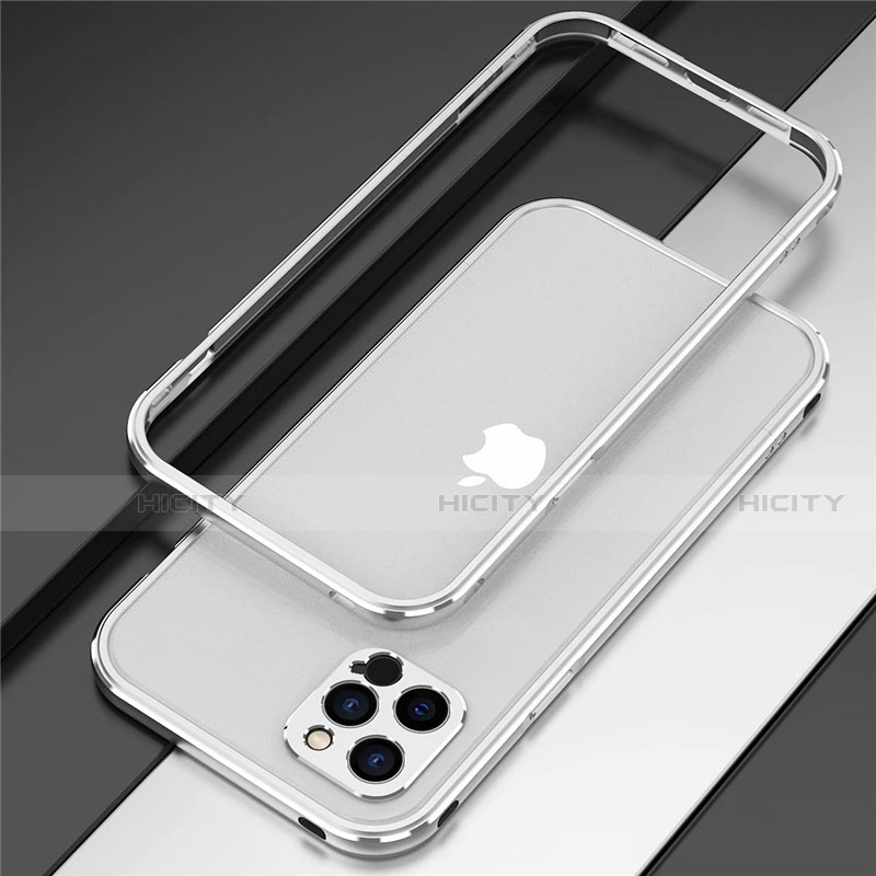 Apple iPhone 12 Pro Max用ケース 高級感 手触り良い アルミメタル 製の金属製 バンパー カバー N02 アップル シルバー