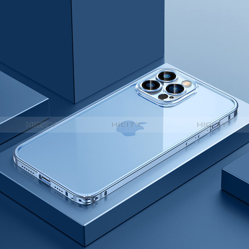 Apple iPhone 12 Pro Max用ケース 高級感 手触り良い メタル兼プラスチック バンパー QC4 アップル ネイビー