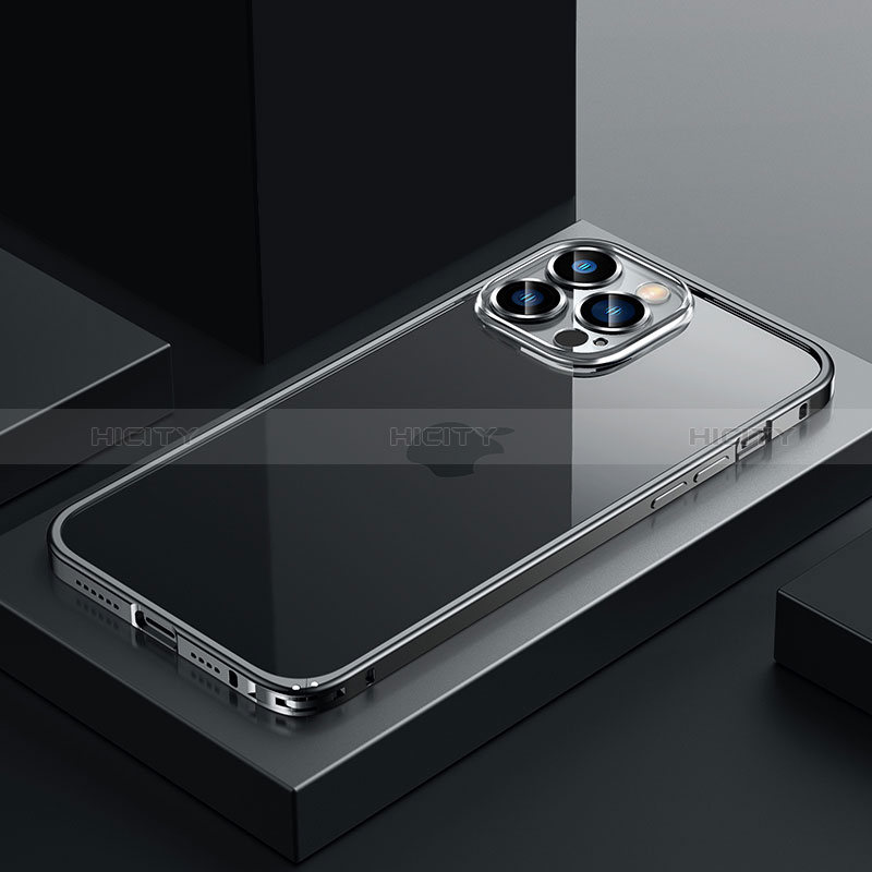 Apple iPhone 12 Pro Max用ケース 高級感 手触り良い メタル兼プラスチック バンパー QC4 アップル ブラック