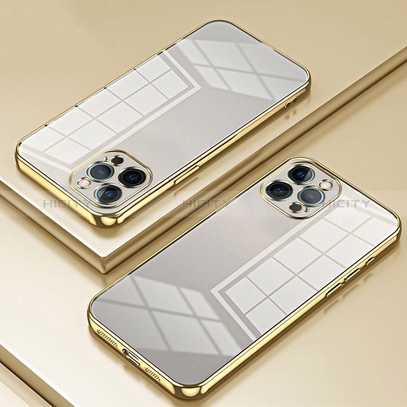 Apple iPhone 12 Pro Max用極薄ソフトケース シリコンケース 耐衝撃 全面保護 クリア透明 SY2 アップル ゴールド