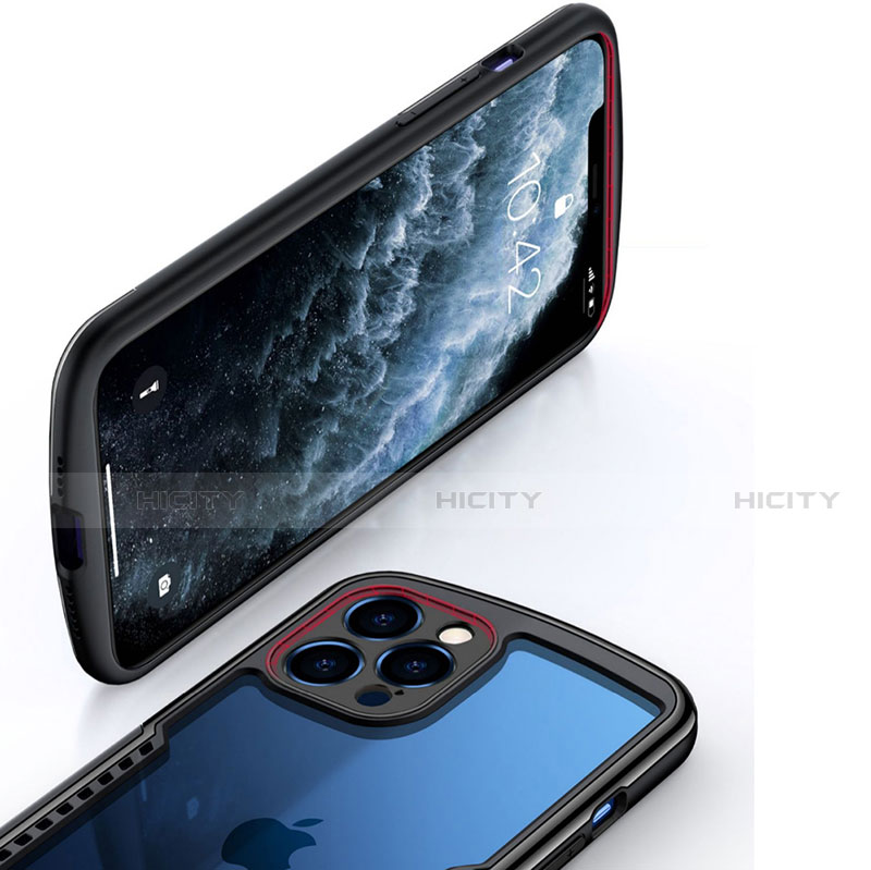 Apple iPhone 12 Pro Max用ハイブリットバンパーケース クリア透明 プラスチック 鏡面 カバー H01 アップル 