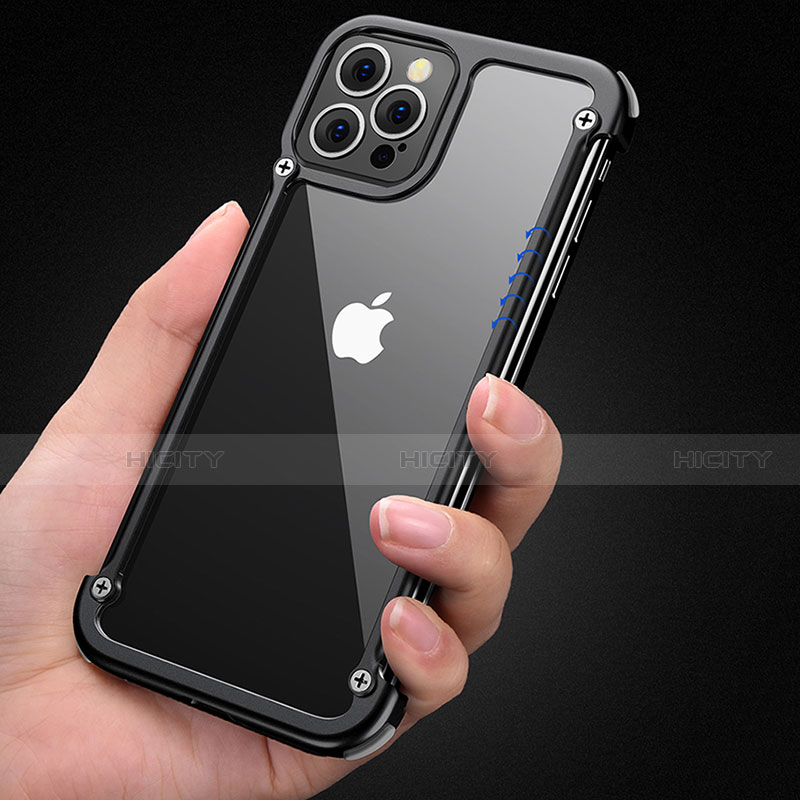 Apple iPhone 12 Pro Max用ケース 高級感 手触り良い アルミメタル 製の金属製 バンパー カバー N04 アップル 