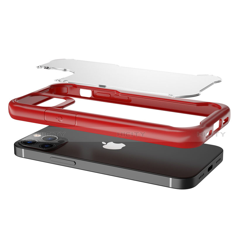 Apple iPhone 12 Pro Max用ハイブリットバンパーケース クリア透明 プラスチック 鏡面 カバー M02 アップル 