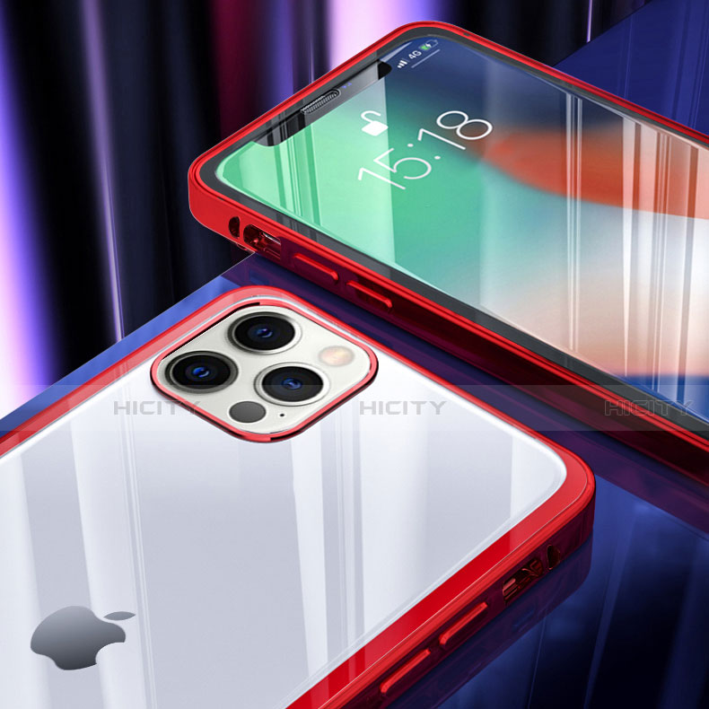 Apple iPhone 12 Pro Max用ケース 高級感 手触り良い アルミメタル 製の金属製 360度 フルカバーバンパー 鏡面 カバー T06 アップル 