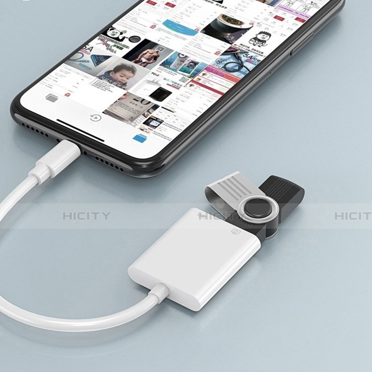 Apple iPhone 13用Lightning to USB OTG 変換ケーブルアダプタ H01 アップル ホワイト