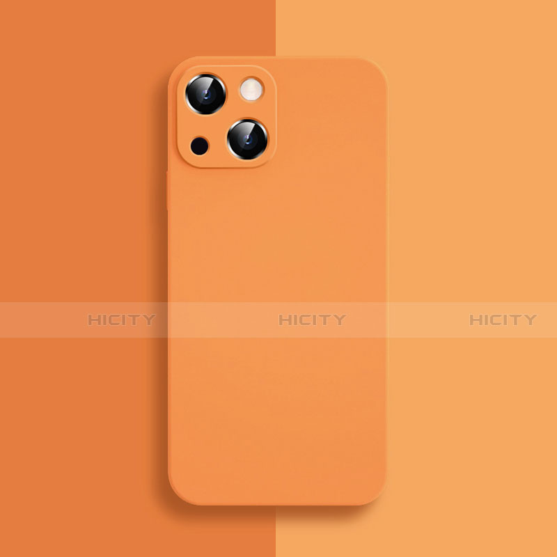Apple iPhone 13用360度 フルカバー極薄ソフトケース シリコンケース 耐衝撃 全面保護 バンパー S04 アップル オレンジ
