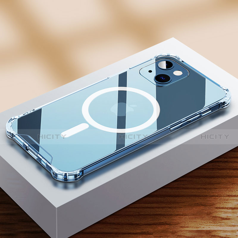 Apple iPhone 13用極薄ソフトケース シリコンケース 耐衝撃 全面保護 クリア透明 カバー Mag-Safe 磁気 Magnetic アップル クリア