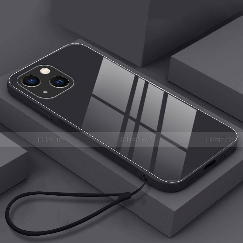 Apple iPhone 13用ハイブリットバンパーケース プラスチック 鏡面 カバー M03 アップル ブラック