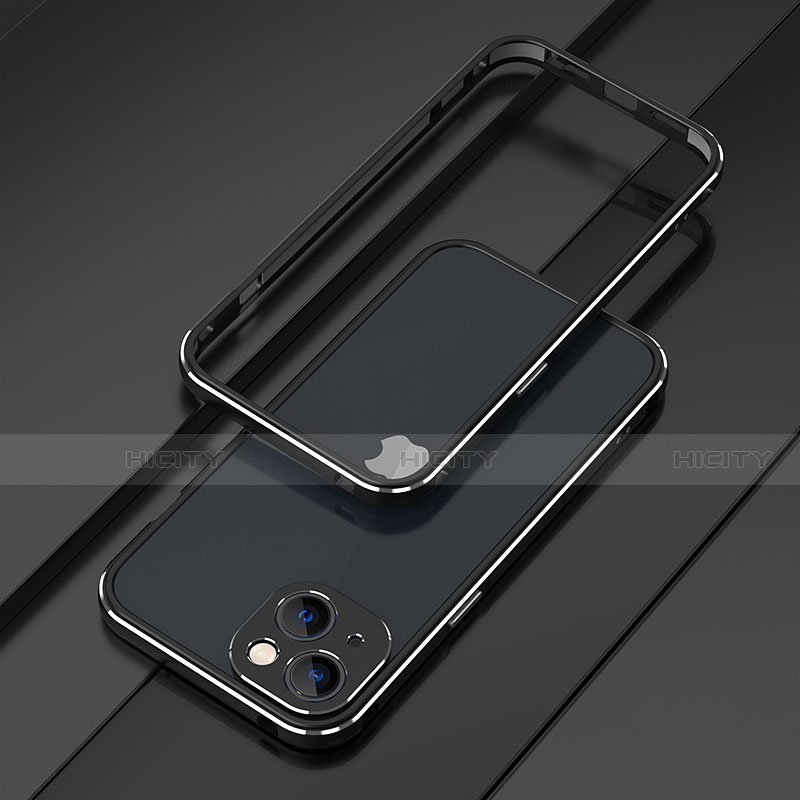 Apple iPhone 13用ケース 高級感 手触り良い アルミメタル 製の金属製 バンパー カバー A01 アップル シルバー・ブラック