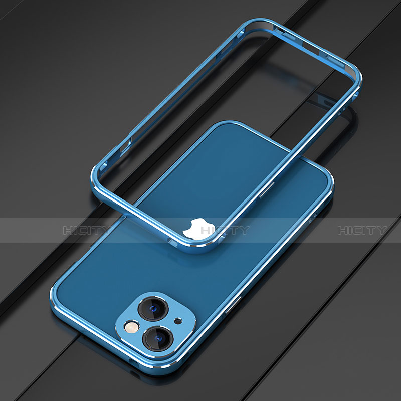 Apple iPhone 13用ケース 高級感 手触り良い アルミメタル 製の金属製 バンパー カバー A01 アップル ネイビー