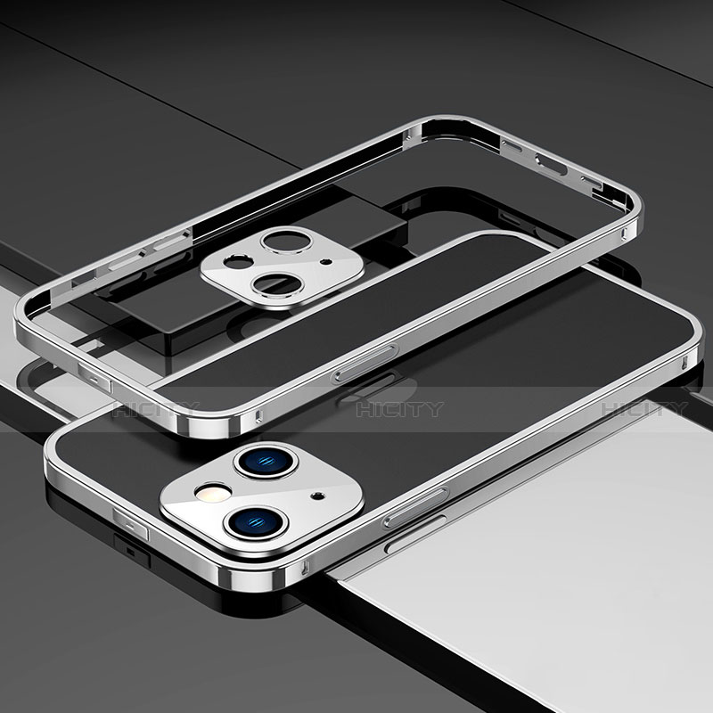 Apple iPhone 13用ケース 高級感 手触り良い アルミメタル 製の金属製 バンパー カバー A03 アップル シルバー
