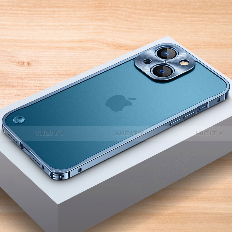 Apple iPhone 13用ケース 高級感 手触り良い アルミメタル 製の金属製 バンパー カバー A04 アップル ネイビー