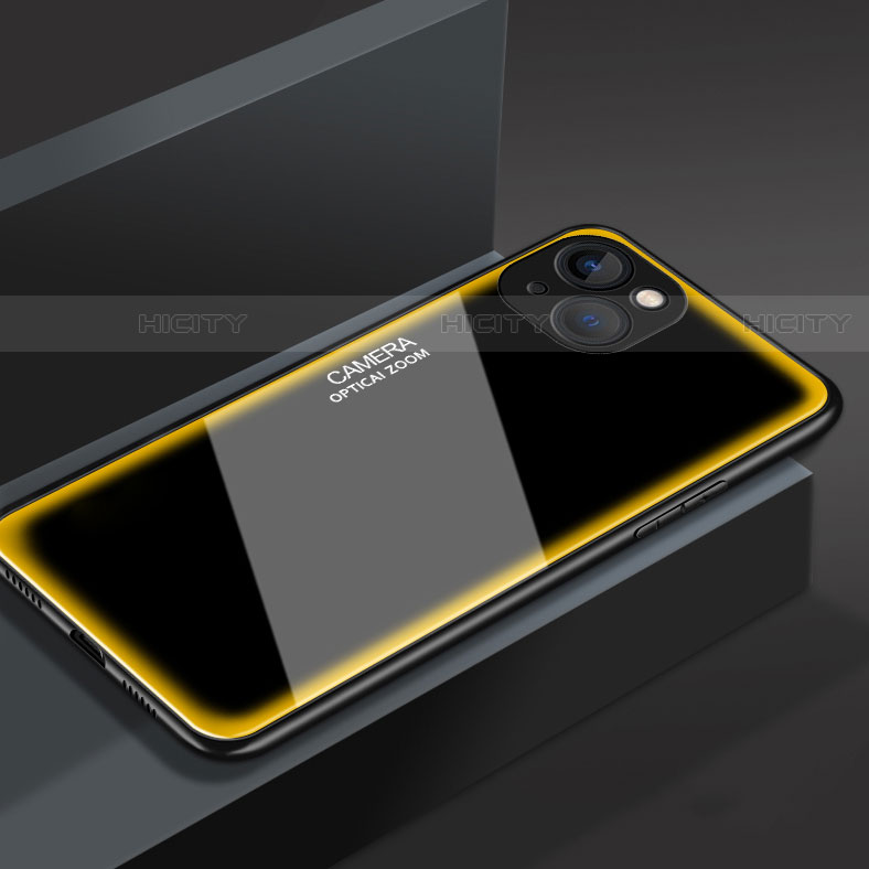 Apple iPhone 13用ハイブリットバンパーケース プラスチック 鏡面 カバー M01 アップル イエロー