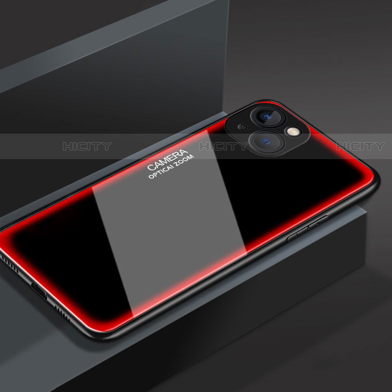 Apple iPhone 13用ハイブリットバンパーケース プラスチック 鏡面 カバー M01 アップル レッド
