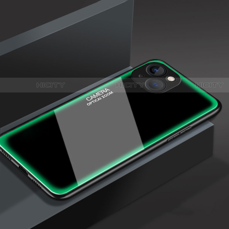 Apple iPhone 13用ハイブリットバンパーケース プラスチック 鏡面 カバー M01 アップル グリーン