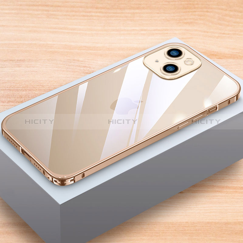 Apple iPhone 13用ケース 高級感 手触り良い アルミメタル 製の金属製 バンパー カバー LK1 アップル ゴールド