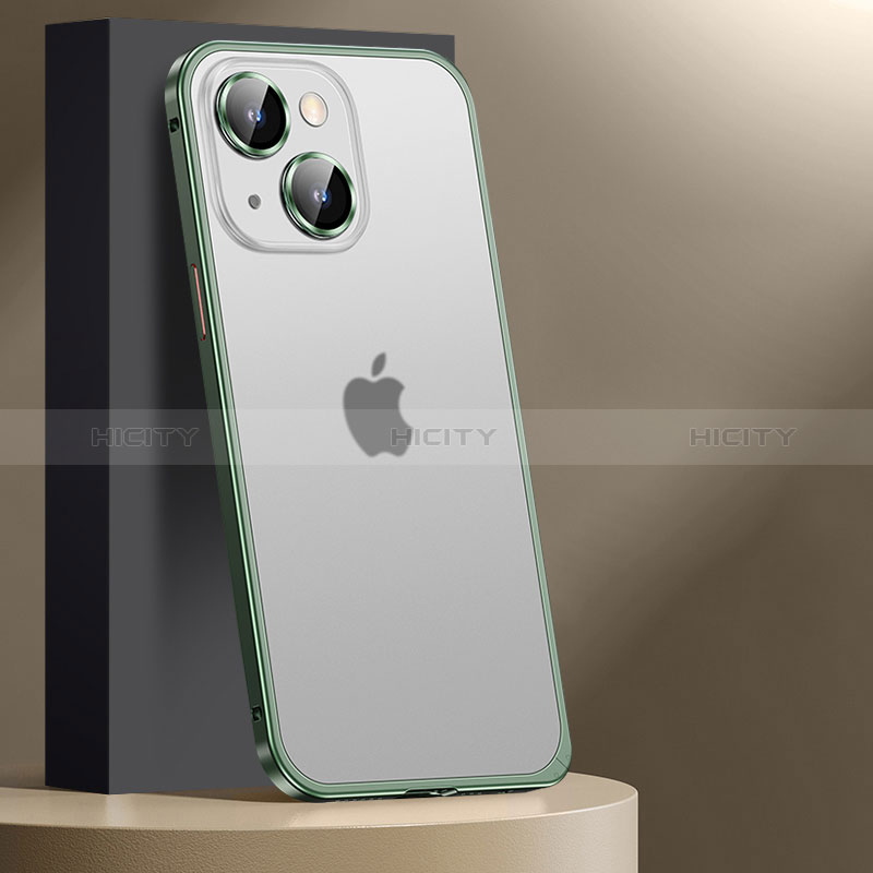 Apple iPhone 13用ケース 高級感 手触り良い メタル兼プラスチック バンパー JL2 アップル グリーン