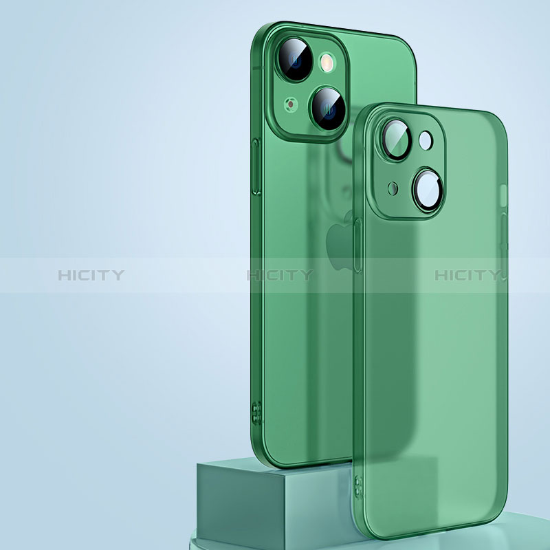 Apple iPhone 13用極薄ケース クリア透明 プラスチック 質感もマットQC1 アップル グリーン