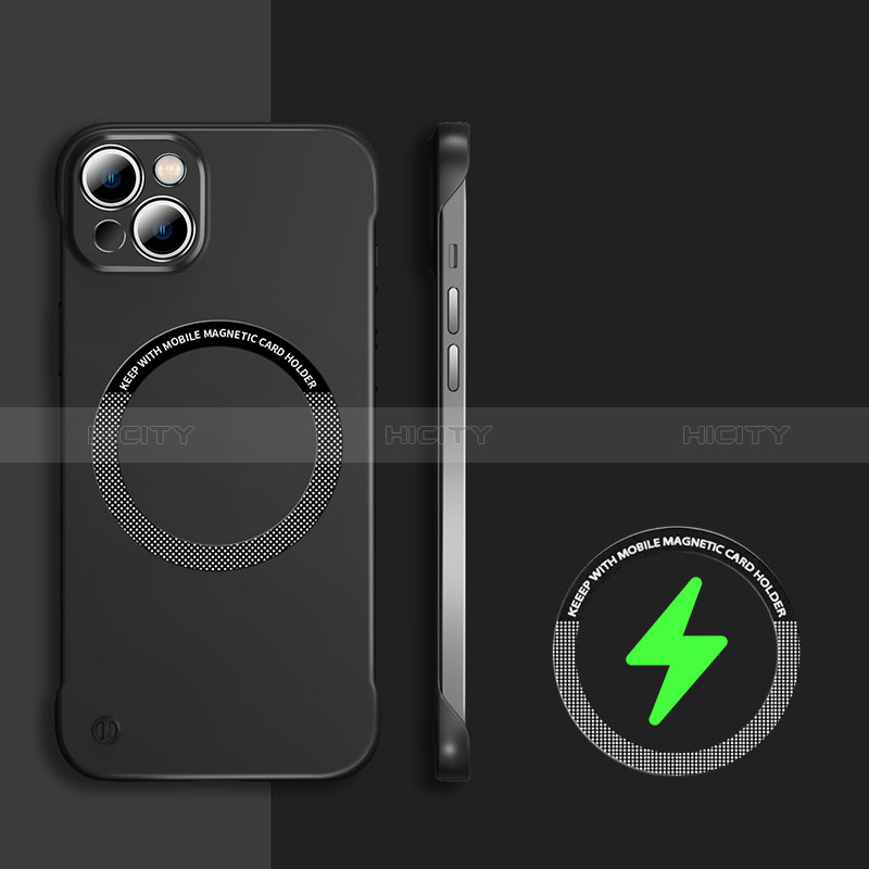 Apple iPhone 13用ハードケース プラスチック 質感もマット フレームレス カバー Mag-Safe 磁気 Magnetic アップル ブラック