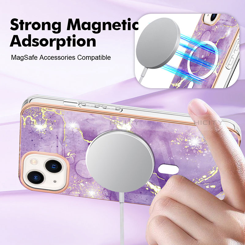 Apple iPhone 13用シリコンケース ソフトタッチラバー バタフライ パターン カバー Mag-Safe 磁気 Magnetic アップル 