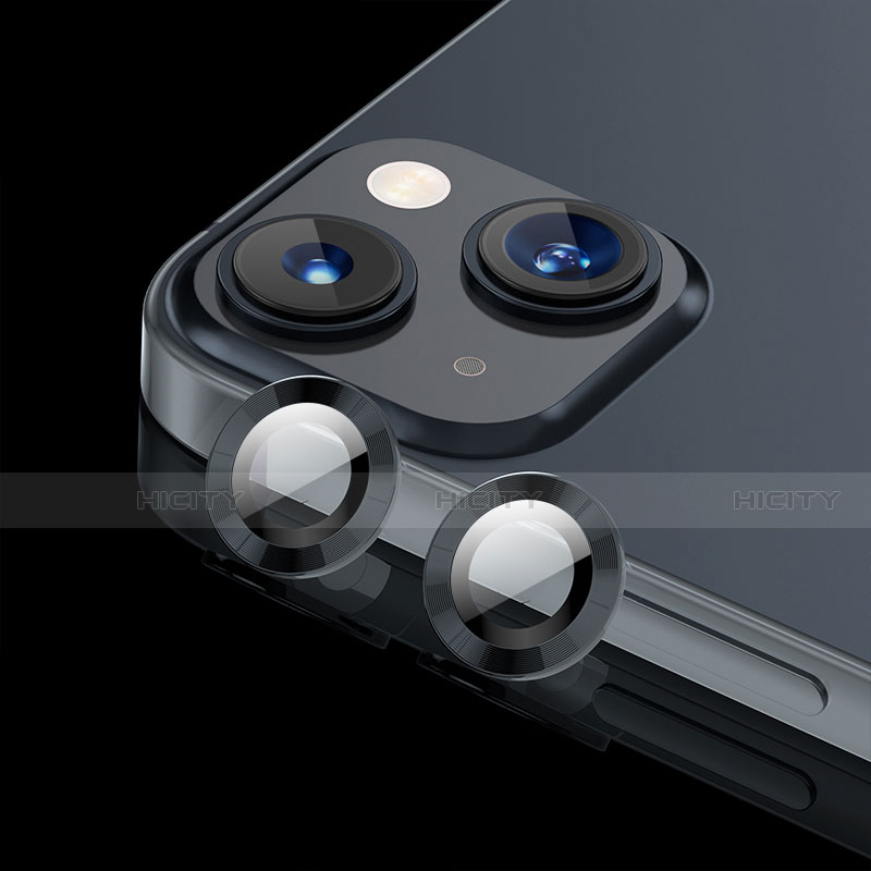 Apple iPhone 13用強化ガラス カメラプロテクター カメラレンズ 保護ガラスフイルム C08 アップル ブラック