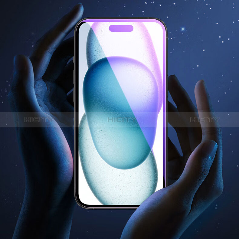Apple iPhone 13用強化ガラス フル液晶保護フィルム アンチグレア ブルーライト U01 アップル ブラック