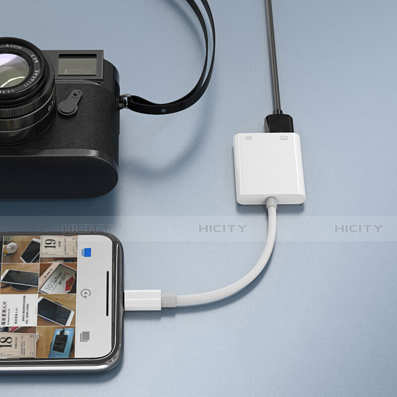 Apple iPhone 13 Mini用Lightning to USB OTG 変換ケーブルアダプタ H01 アップル ホワイト