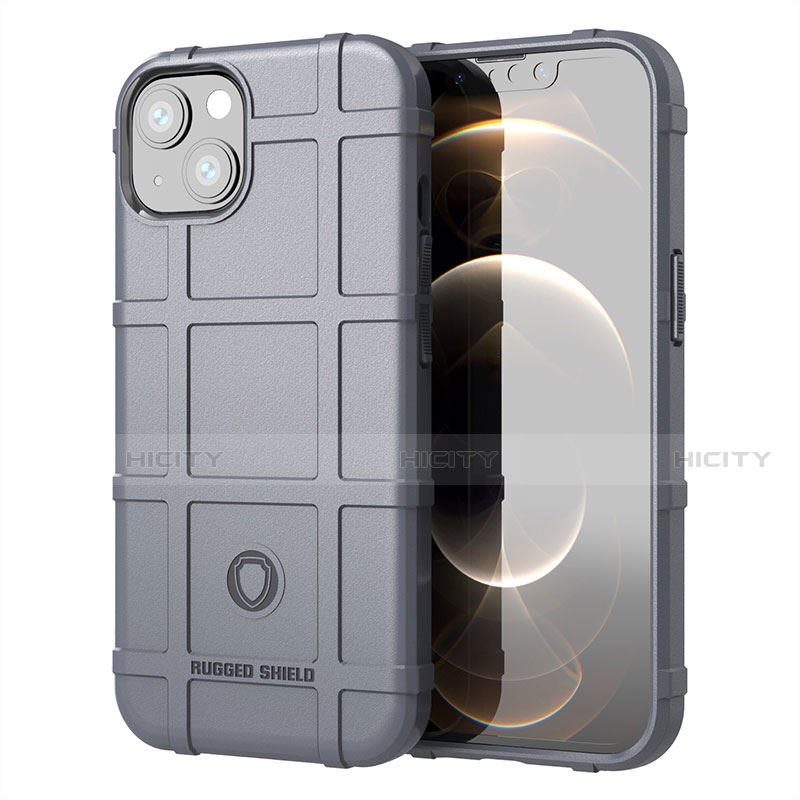 Apple iPhone 13 Mini用360度 フルカバー極薄ソフトケース シリコンケース 耐衝撃 全面保護 バンパー G05 アップル グレー