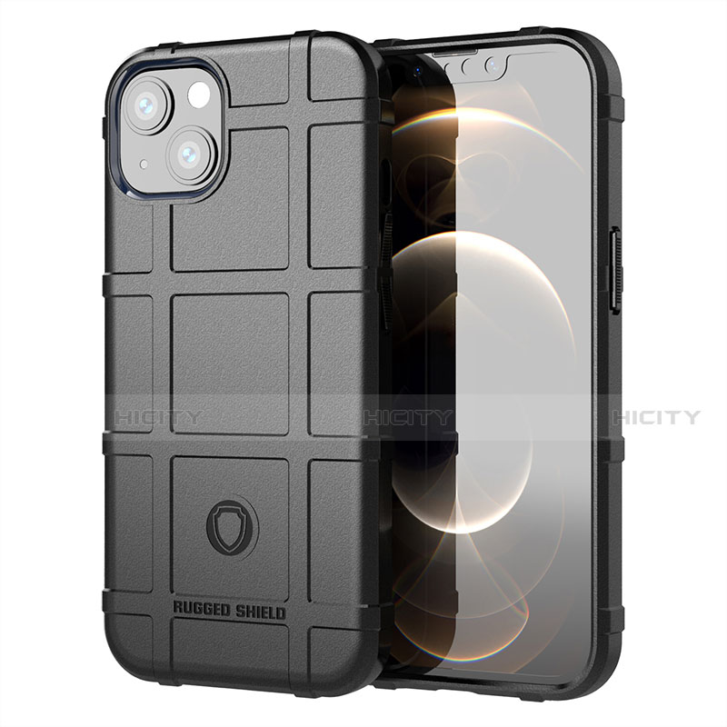Apple iPhone 13 Mini用360度 フルカバー極薄ソフトケース シリコンケース 耐衝撃 全面保護 バンパー G05 アップル ブラック