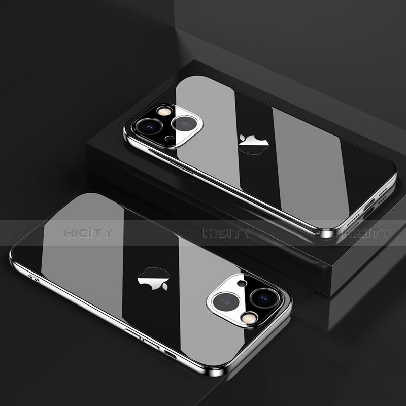 Apple iPhone 13 Mini用極薄ソフトケース シリコンケース 耐衝撃 全面保護 クリア透明 H05 アップル ブラック
