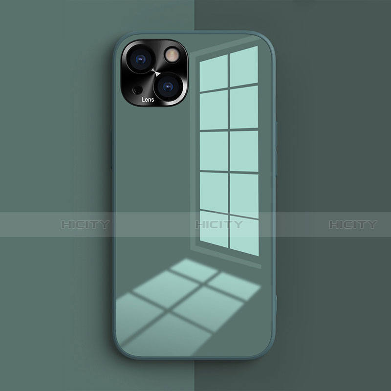 Apple iPhone 13 Mini用360度 フルカバー極薄ソフトケース シリコンケース 耐衝撃 全面保護 バンパー G01 アップル グリーン