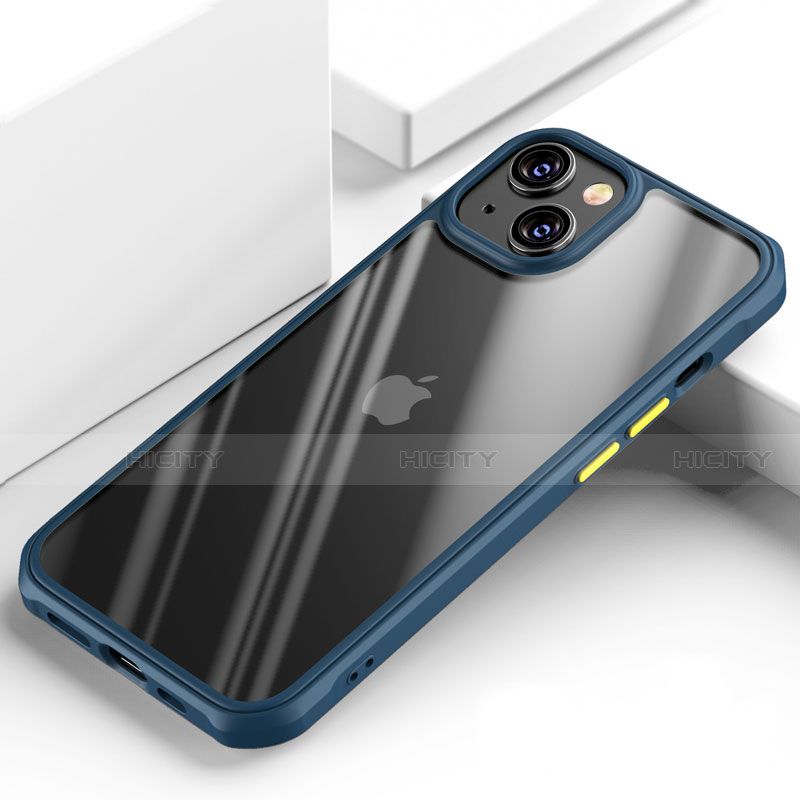 Apple iPhone 13 Mini用ハイブリットバンパーケース クリア透明 プラスチック 鏡面 カバー M03 アップル ネイビー