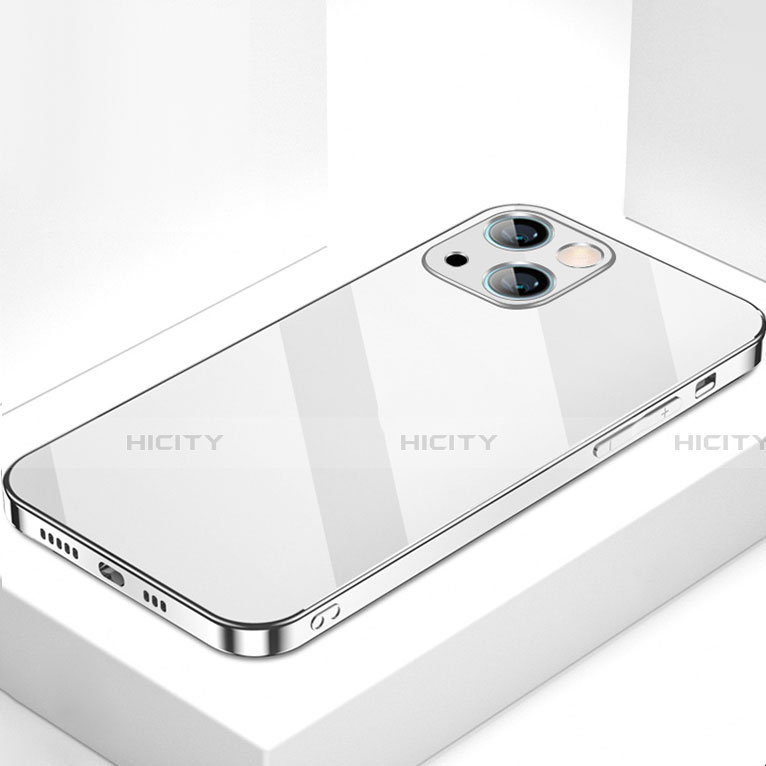 Apple iPhone 13 Mini用ハイブリットバンパーケース プラスチック 鏡面 カバー M09 アップル シルバー