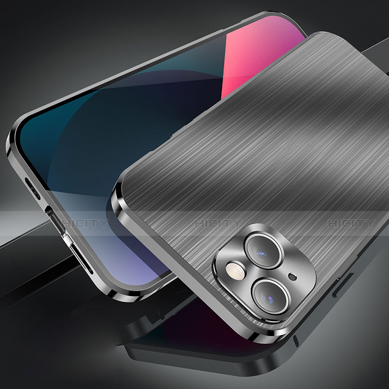 Apple iPhone 13 Mini用ケース 高級感 手触り良い アルミメタル 製の金属製 カバー M06 アップル ブラック