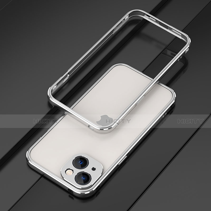 Apple iPhone 13 Mini用ケース 高級感 手触り良い アルミメタル 製の金属製 バンパー カバー A01 アップル シルバー