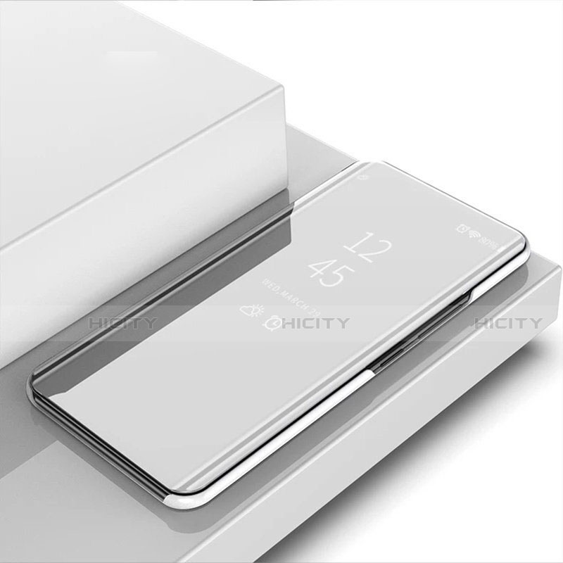 Apple iPhone 13 Mini用手帳型 レザーケース スタンド 鏡面 カバー L02 アップル シルバー