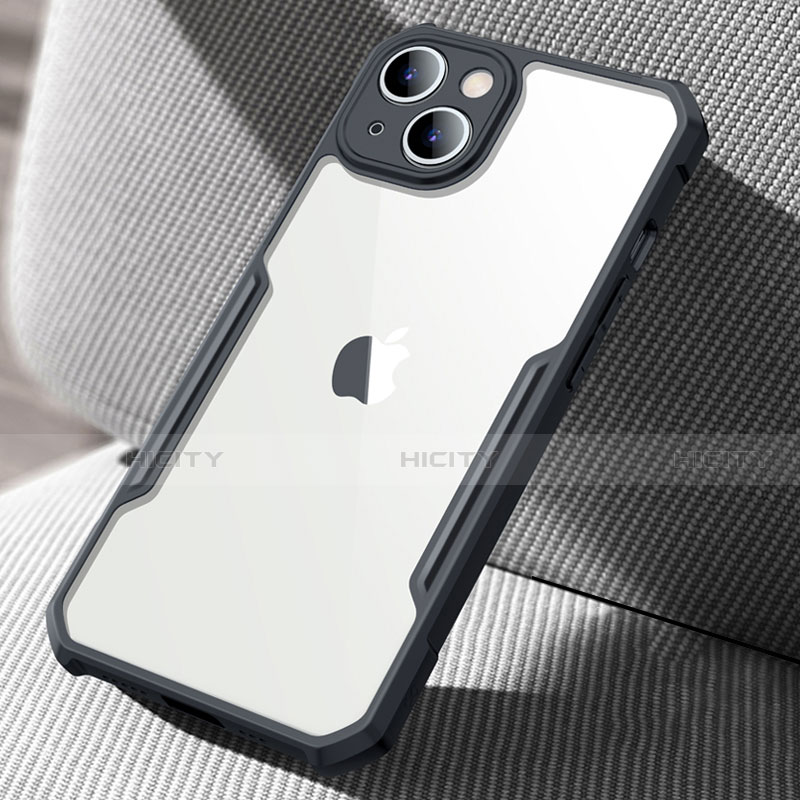 Apple iPhone 13 Mini用ハイブリットバンパーケース クリア透明 プラスチック 鏡面 カバー アップル ブラック