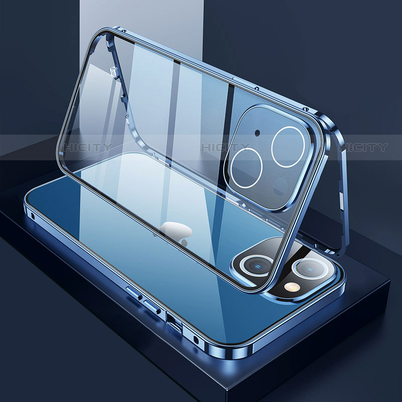 Apple iPhone 13 Mini用ケース 高級感 手触り良い アルミメタル 製の金属製 360度 フルカバーバンパー 鏡面 カバー M01 アップル 