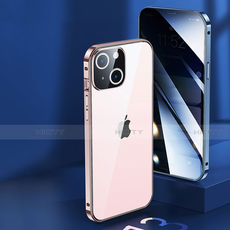 Apple iPhone 13 Mini用ケース 高級感 手触り良い アルミメタル 製の金属製 360度 フルカバーバンパー 鏡面 カバー M06 アップル 