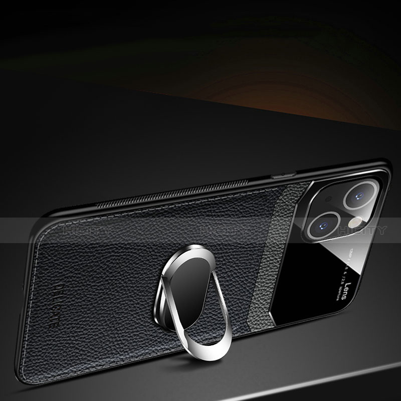 Apple iPhone 13 Mini用シリコンケース ソフトタッチラバー レザー柄 アンド指輪 マグネット式 S03 アップル