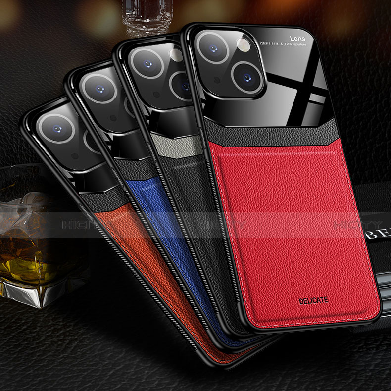 Apple iPhone 13 Mini用シリコンケース ソフトタッチラバー レザー柄 アンド指輪 マグネット式 S03 アップル